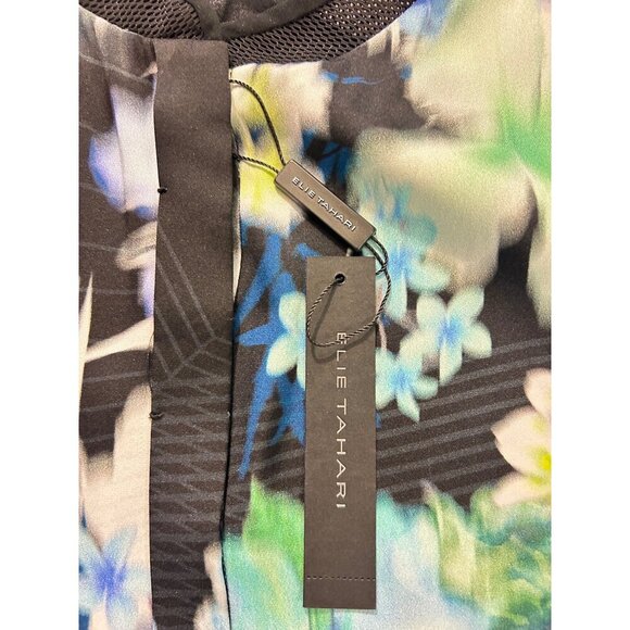 Elie Tahari Womens Eve Blouse NWT Large Black Floral Sheer Layered Sleeveless - Picture 4 of 5